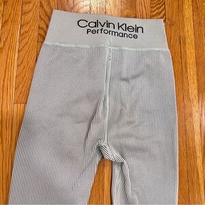 Calvin Klein Performance Women’s Ribbed Leggings with High Rise Logo Waistband